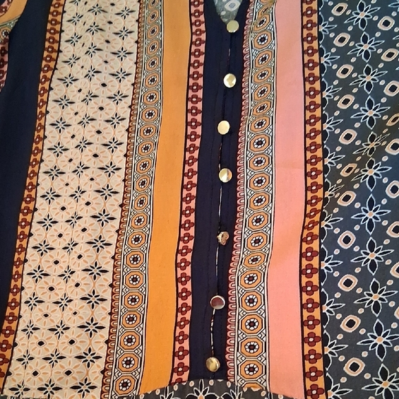 LOFT Navy and Orange Patterned Long Sleeve Dress. Good Condition Size Small - Picture 17 of 17